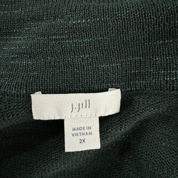 J. Jill Textured Sweater Blazer Jacket Womens 2X Green Cotton Acrylic CJ-1837 - Picture 2 of 10